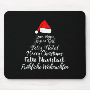 Merry Christmas Feliz Navidad Feliz Natal Language Mouse Pad