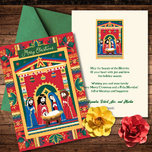Merry Christmas Feliz Navidad Nativity Mexican Holiday Card