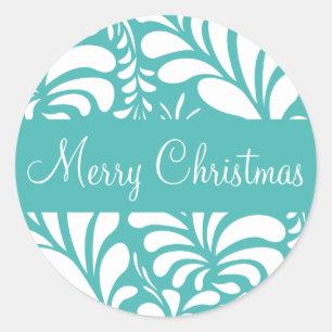 Merry Christmas Fern Flora Envelope Sticker Seal