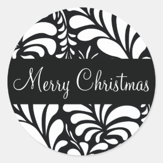 Merry Christmas Fern Flora Envelope Sticker Seal