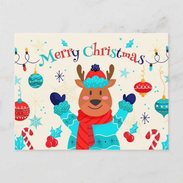 Merry Christmas Festive Background Postcard (Front)
