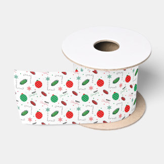 Merry Christmas Festive Baubles and Candy Satin Ribbon