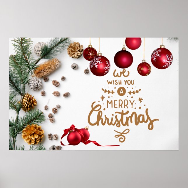 Merry Christmas Festive Christmas Ornaments Poster (Front)