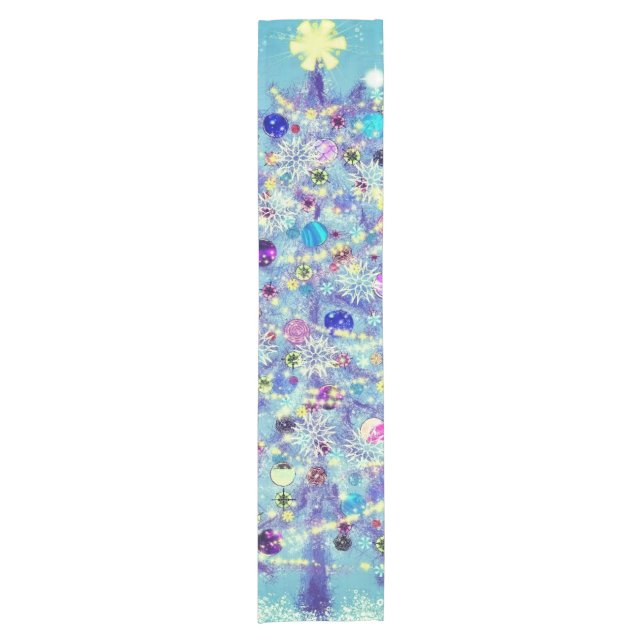 Merry Christmas Festive Christmas Tree - Gift Short Table Runner (Front)