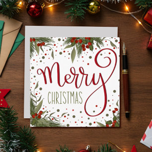 Merry Christmas Festive Floral Holiday  Card