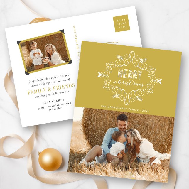 Merry Christmas Festive Foliage Holiday Postcard (Creator Uploaded)