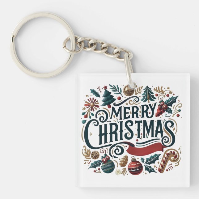 Merry Christmas Festive & Heartfelt  Key Ring (Front)