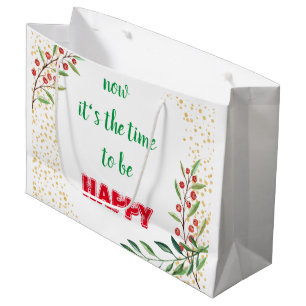 Merry Christmas Festive Holiday Gift Design Large Gift Bag