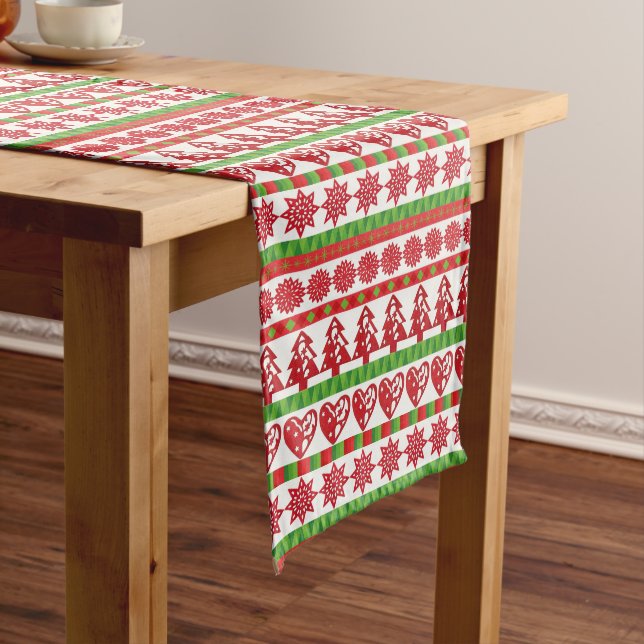 Merry Christmas Festive Holiday Gift Design        Medium Table Runner (In Situ)