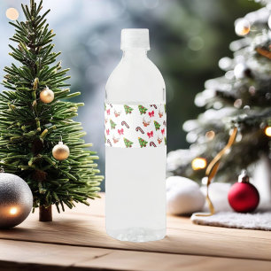 Merry Christmas Festive Holiday Gift Design        Water Bottle Label