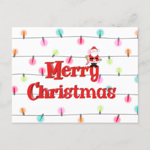 Merry Christmas Festive Holiday Lights with Santa  Postcard
