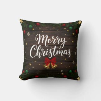 Merry Christmas Festive Holiday Throw Pillow