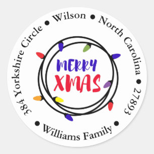 Merry Christmas Festive Lights Address Sticker