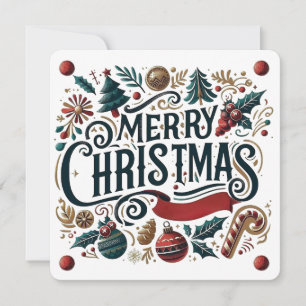 Merry Christmas Festive Ornamental Invitation Card