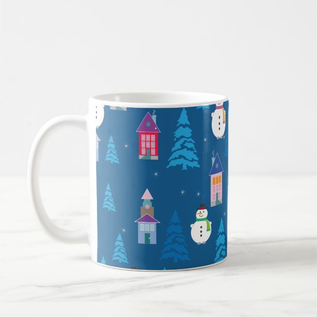 Merry Christmas Festive Pattern Design Coffee Mug (Left)