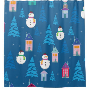 Merry Christmas Festive Pattern Design Shower Curtain