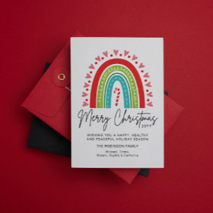 Merry Christmas Festive Rainbow Candy Cane Heart