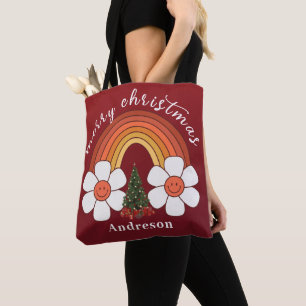 Merry Christmas festive Rainbow Personalised Tote Bag
