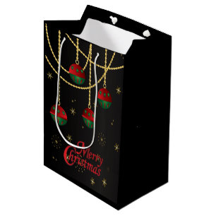 Merry Christmas Festive Red and Green Ornaments Medium Gift Bag