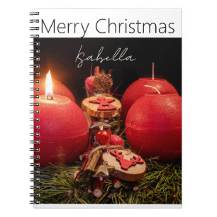 Merry Christmas Festive Red Notebook