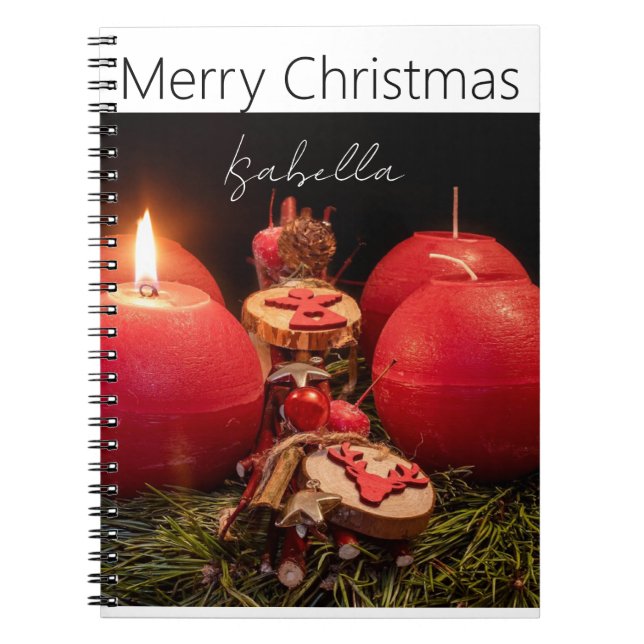 Merry Christmas Festive Red Notebook (Front)