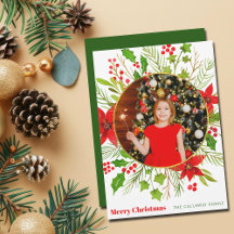 Merry Christmas Festive Red Poinsettia Kids Photo