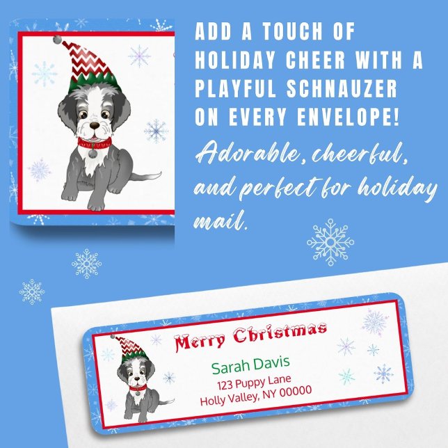 Merry Christmas Festive Schnauzer Holiday Return Return Address Label (Creator Uploaded)