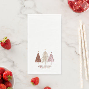 Merry Christmas Festive Trees Holiday Paper Party Napkin