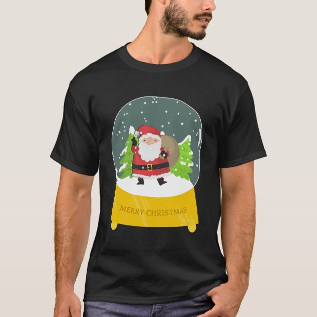 Merry Christmas Festive Vibes T-Shirt with Santa (Front)