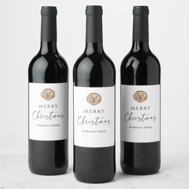 Merry Christmas Festive White Personalised  Wine Label (Bottles)