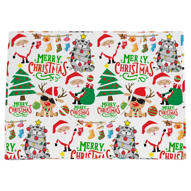 Merry Christmas Festivity Large Gift Bag (Front)