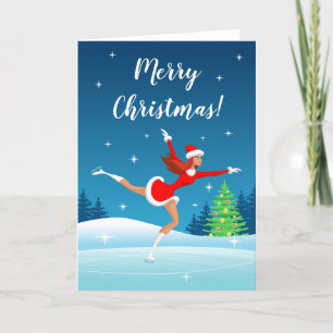 Merry Christmas Figure Skating Girl Holiday Card