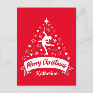 Merry Christmas Figure Skating Postcard