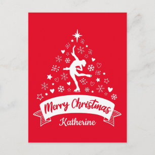 Merry Christmas Figure Skating Postcard
