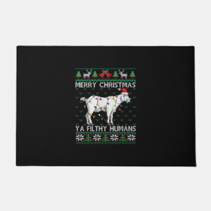 Merry Christmas Filthy Humans Goat Ugly Christmas Doormat