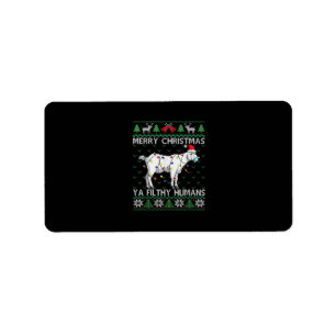 Merry Christmas Filthy Humans Goat Ugly Christmas Label