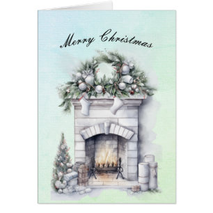 Merry Christmas Fire Burning Hearth