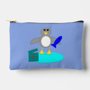 Merry Christmas Fishing Penguin Accessory Pouch