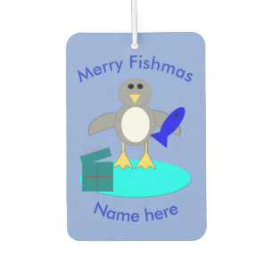 Merry Christmas Fishing Penguin Air Freshener