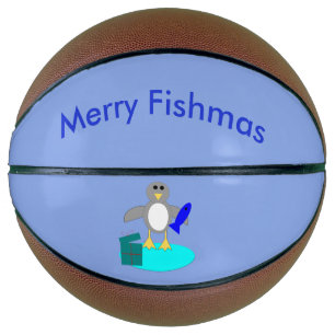 Merry Christmas Fishing Penguin Basketballs