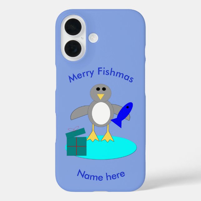 Merry Christmas Fishing Penguin Case-Mate iPhone Case (Back)