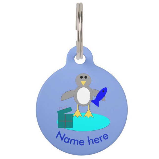 Merry Christmas Fishing Penguin Custom Dog Tag (Front)