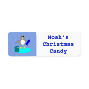 Merry Christmas Fishing Penguin Custom Food Labels