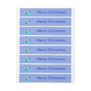 Merry Christmas Fishing Penguin Custom Labels