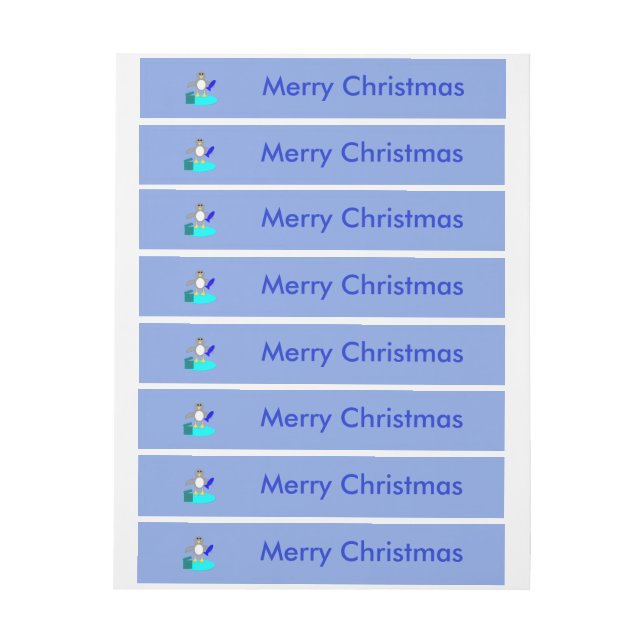 Merry Christmas Fishing Penguin Custom Labels (Sheet)
