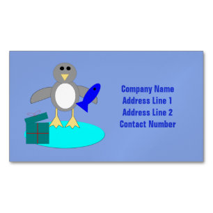 Merry Christmas Fishing Penguin Custom Magnetic Business Card