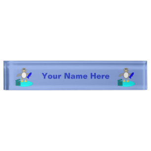 Merry Christmas Fishing Penguin Custom Nameplate