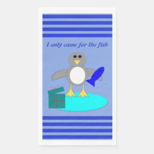 Merry Christmas Fishing Penguin Custom Napkin