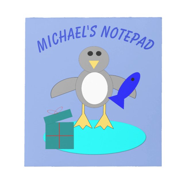 Merry Christmas Fishing Penguin Custom Notepad (Front)
