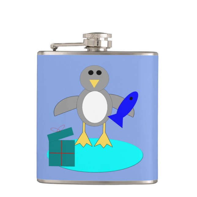 Merry Christmas Fishing Penguin Flask (Front)